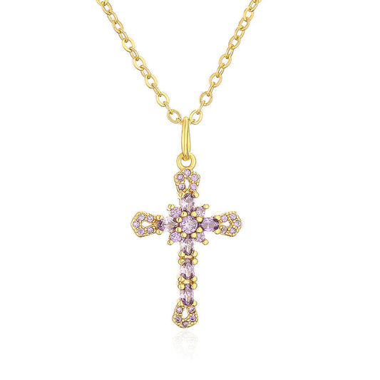 Womens Niche Geometric Pendant Necklace With Copper Plated In 18K Gold And Micro Set Zirconia Stones