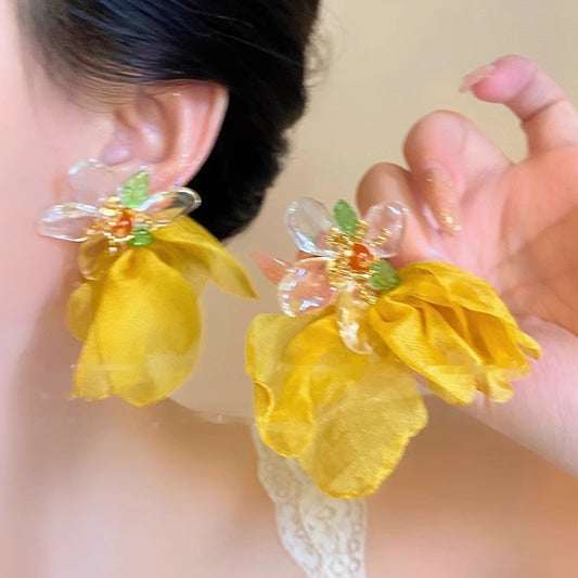 Yellow Flower Earrings For Women